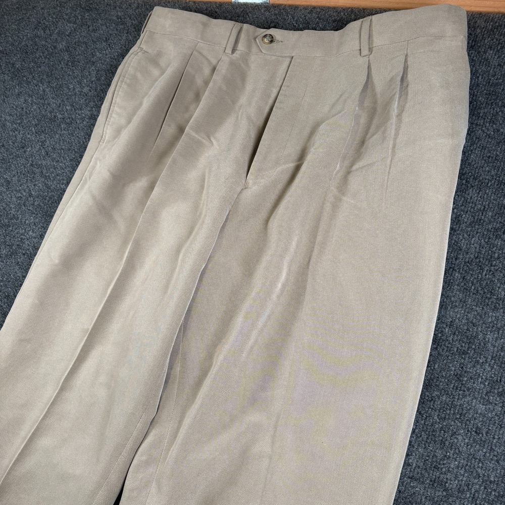 Geoffrey Beene Dress Pants Mens 38x30.5 Beige Pleated Front Straight Leg‎ Formal